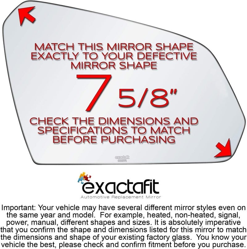 Rugged TUFF Passenger Side Mirror Glass Replacement For 2015 2016 2017 2018 2019 Hyundai Sonata Right Door Rear View Convext Mirrors exactafit 8817R - Image 2